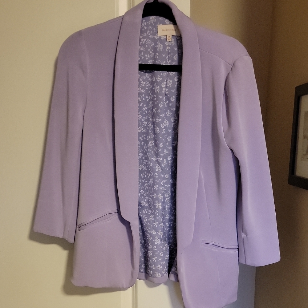 Skies Are Blue Purple Blazer with Shawl Collar